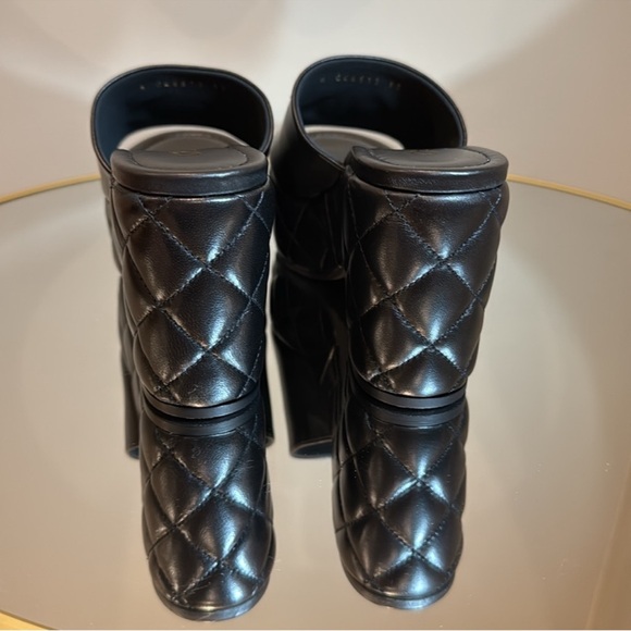 CHANEL DAD 25A CC logo Quilted Lambskin leather Platform Mules Sz 39 - Picture 15 of 17